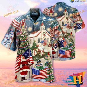 Patriotic American Xmas Hawaiian Wear