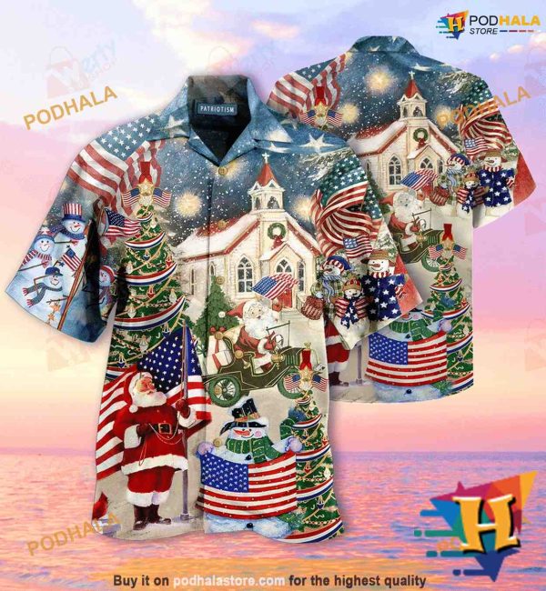 Patriotic American Xmas Hawaiian Wear