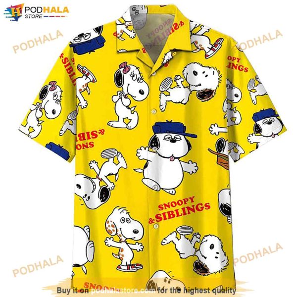 Peanuts Snoopy Siblings Print Funny Hawaiian Shirt