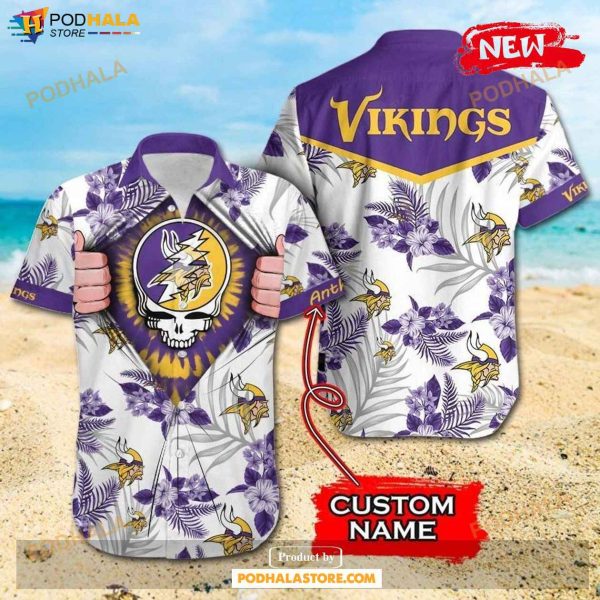 Personalized NFL Minnesota Vikings Grateful Dead Gift For Fan Personalized Hawaiian Shirt