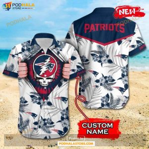 Personalized NFL New England Patriots Grateful Dead Gift For Fan Personalized Hawaiian Shirt