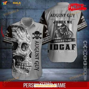 Personalized Name August Guy Skull Scary Design Hot Summer Hawaiian Shirt