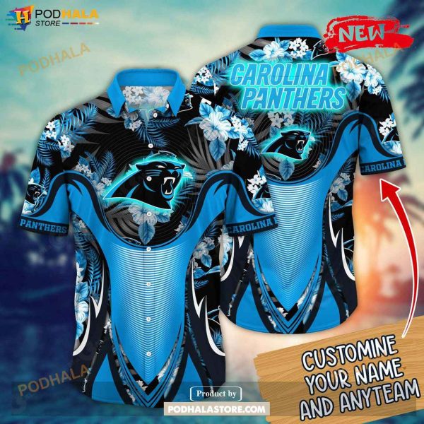 Personalized Name Carolina Panthers NFL Luxury Flower Summer Football Hawaiian Shirt