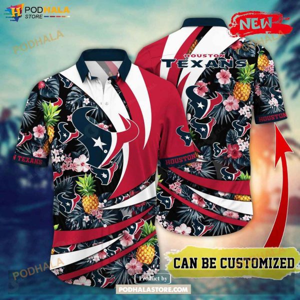 Personalized Name Houston Texans NFL Flower Pineapple Summer Football Hawaiian Shirt