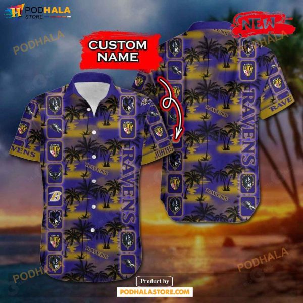 Personalized Name NFL Baltimore Ravens Hot Summer Collection Hawaiian Shirt