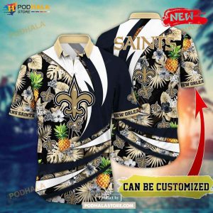 Personalized Name New Orleans Saints NFL Flower Pineapple Summer Football Hawaiian Shirt