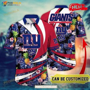 Personalized Name New York Giants NFL Flower Pineapple Summer Football Hawaiian Shirt