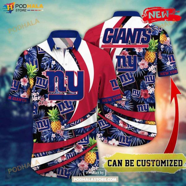 Personalized Name New York Giants NFL Flower Pineapple Summer Football Hawaiian Shirt