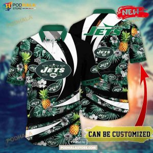 Personalized Name New York Jets NFL Flower Pineapple Summer Football Hawaiian Shirt