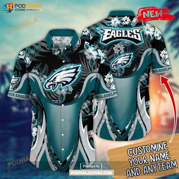 Personalized Name Philadelphia Eagles NFL Luxury Flower Summer Football Hawaiian Shirt