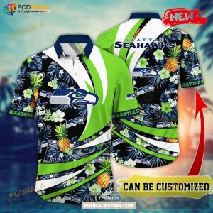 Personalized Name Seattle Seahawks NFL Flower Pineapple Summer Football Hawaiian Shirt