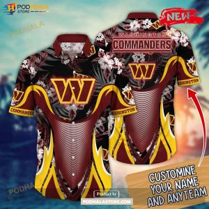 Personalized Name Washington Commanders NFL Luxury Flower Summer Football Hawaiian Shirt