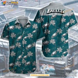 Philadelphia Eagles Hibicus NFL Button Hawaiian Graphic Print Shirt