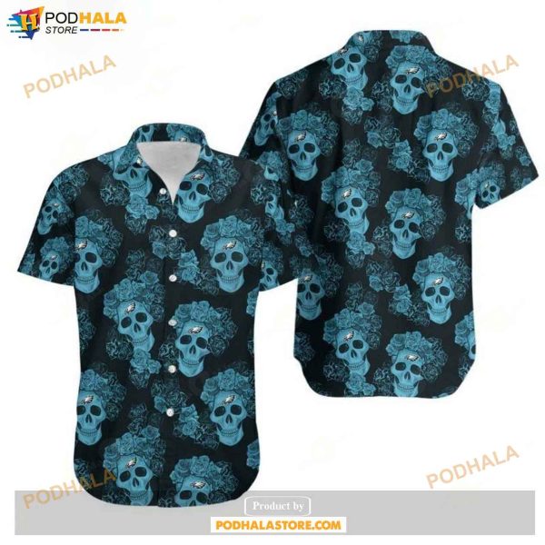 Philadelphia Eagles Mystery Skull And Flower Hawaii Shirts Summer Collections