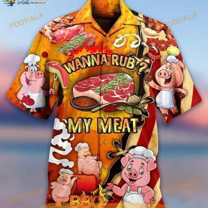 Pig Wanna Rub My Meat Print Funny Hawaiian Shirt