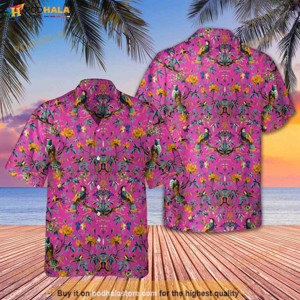 Pink Bird Velvet Banyan Ofmd Lgbt Funny Hawaiian Shirt