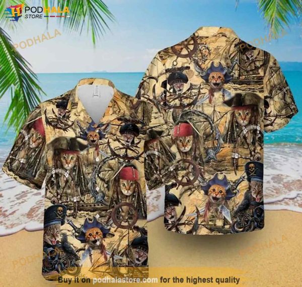 Pirate Cat Funny Hawaiian Shirt