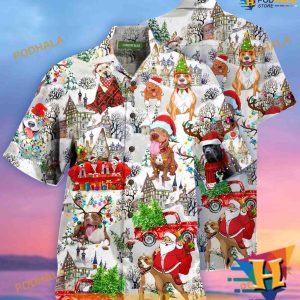 Pit Bulls Christmas Aloha Shirt Style