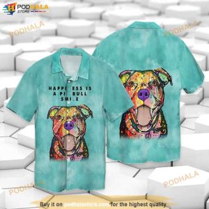 Pitbull Happiness Ness Is A Pitbull Smile Funny Hawaiian Shirt