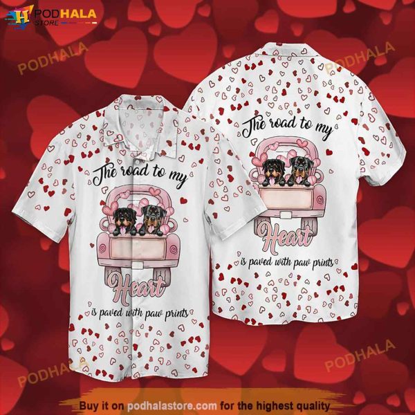 Pitbull Love The Road To My Heart Is Paved With Paw Prints Funny Hawaiian Shirt