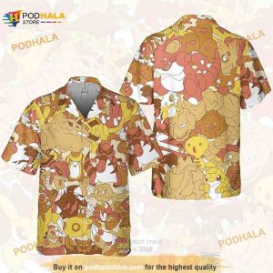 Pokemon Fire Ground Type Funny 3D Hawaiian Shirt