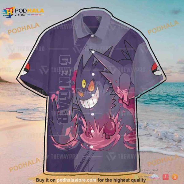 Pokemon Gengar Funny 3D Hawaiian Shirt