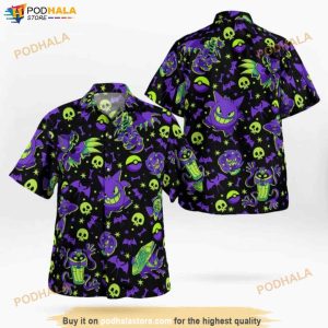 Pokemon Gengar Halloween Funny Hawaiian Shirt