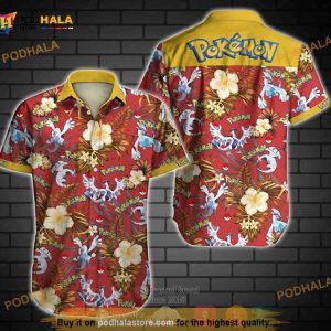 Pokemon Lugia Hibiscus Funny 3D Hawaiian Shirt