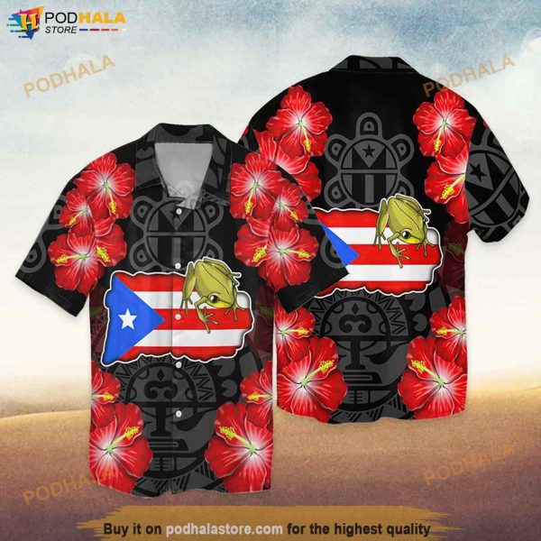 Puerto Rico Frog Funny Hawaiian Shirt