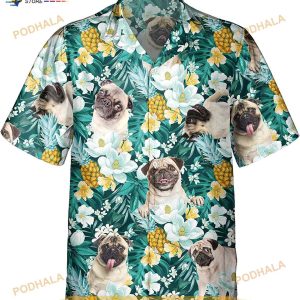 Pug Dog Pineapple Hawaiian Flower Dogowners Shirt