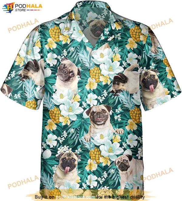 Pug Dog Pineapple Hawaiian Flower Dogowners Shirt