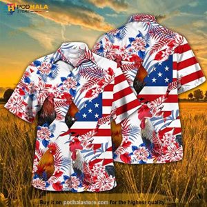 Rooster 4th Of July Hawaiian Shirt