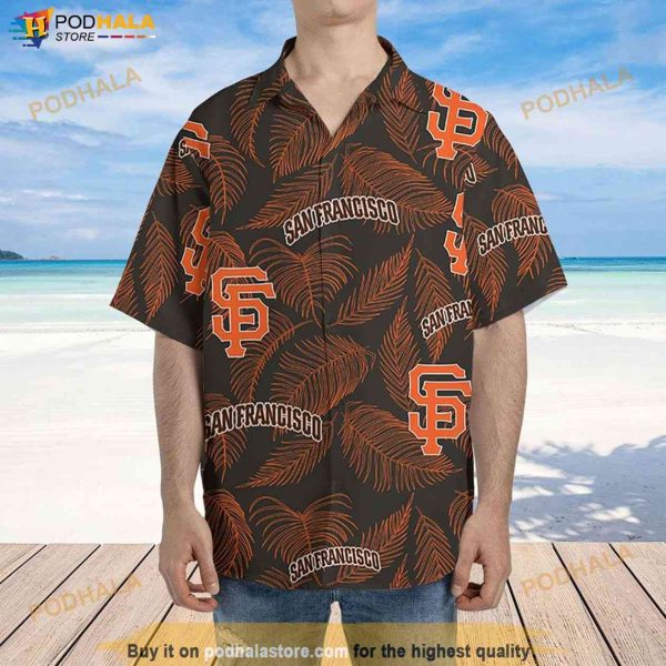 San Francisco Giants Hawaiian Sketch Palm Leaves Shirt