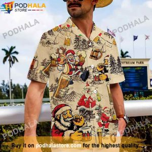 Santa Claus And Beer Christmas Beer Hawaiian Shirt