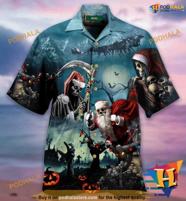 Santa Claus Skull Xmas Aloha Shirt