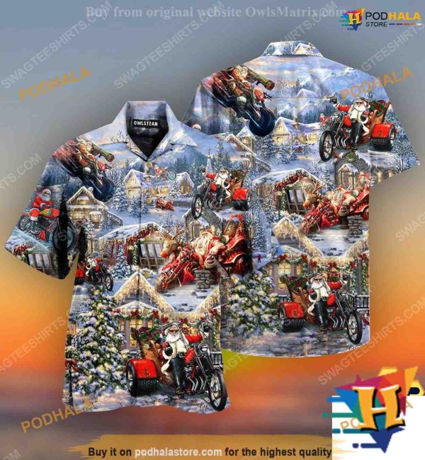 Santa’s Motorcycle Ride Hawaiian Shirt