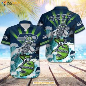 Seattle Seahawks NFL Skateboarding Skull Collection Hawaiian Shirt