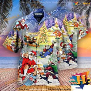 Skateboarding Santa Tropical Shirt