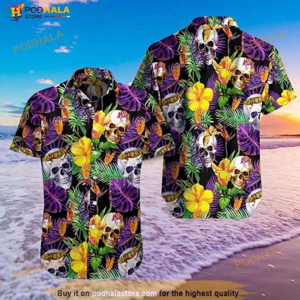 Skull Flower Fresh Print Hawaiian Shirt