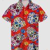 Skull Flower Red Hawaiian Shirt