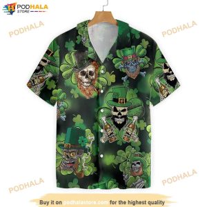 Skull Irish Saint Patrick Day Hawaiian Shirt