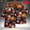 Skull On Fire Hdm Logo Pattern For Summer Hawaiian Shirt