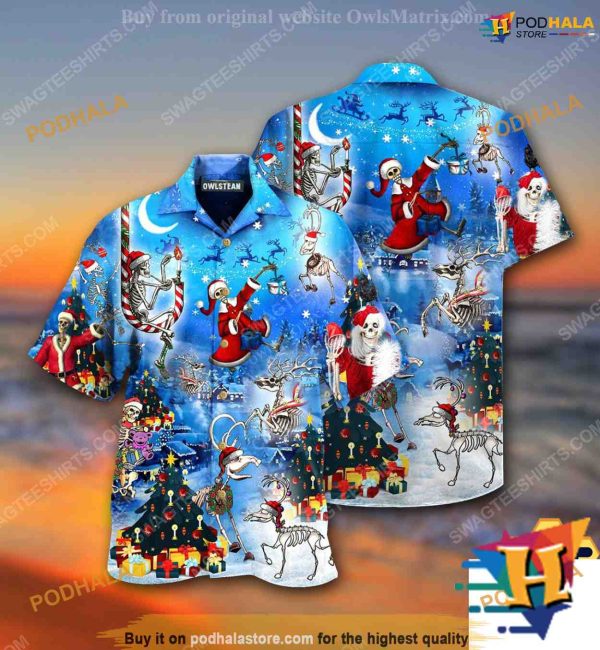 Skull Themed Christmas Hawaiian Shirt