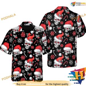 Skulls & Candy Canes Christmas Aloha Shirt