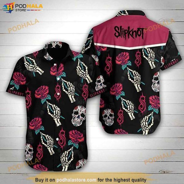 Slipknot Band Rose Skull Hawaiian Shirt