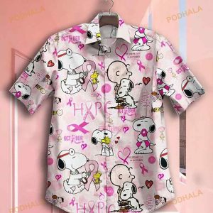 Snoopy Breast Cancer Awareness Hawaiian Shirt