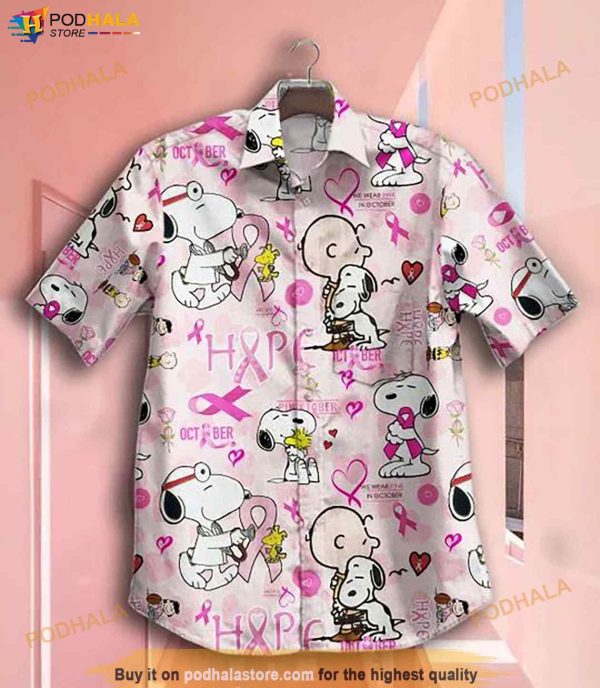 Snoopy Breast Cancer Awareness Hawaiian Shirt