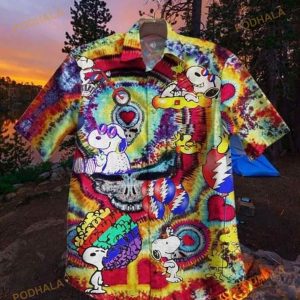 Snoopy Tie Dye Pattern Cartoon Peanuts Hawaiian Shirt