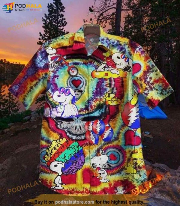 Snoopy Tie Dye Pattern Cartoon Peanuts Hawaiian Shirt