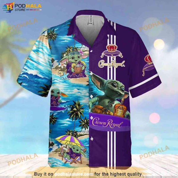 Star Wars Baby Yoda Surfing Crown Royal Hawaiian Shirt